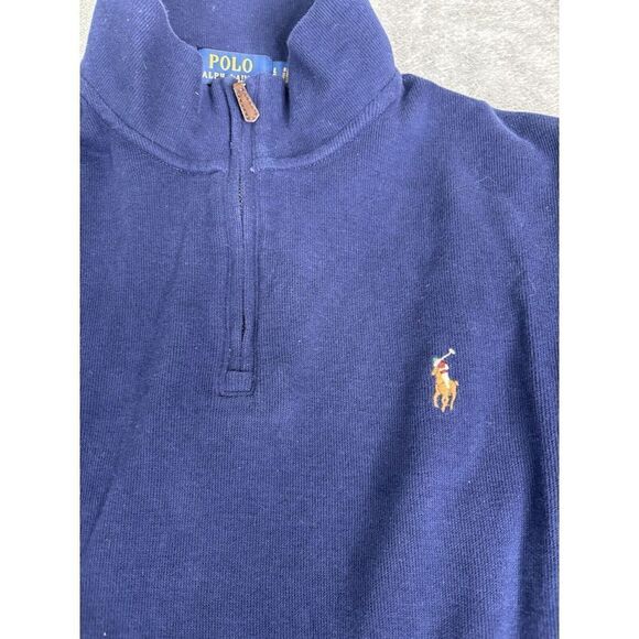 Polo Ralph Lauren Estate Rib 1/4 Zip Pullover Sweater Men's Size Large Blue - Picture 3 of 11